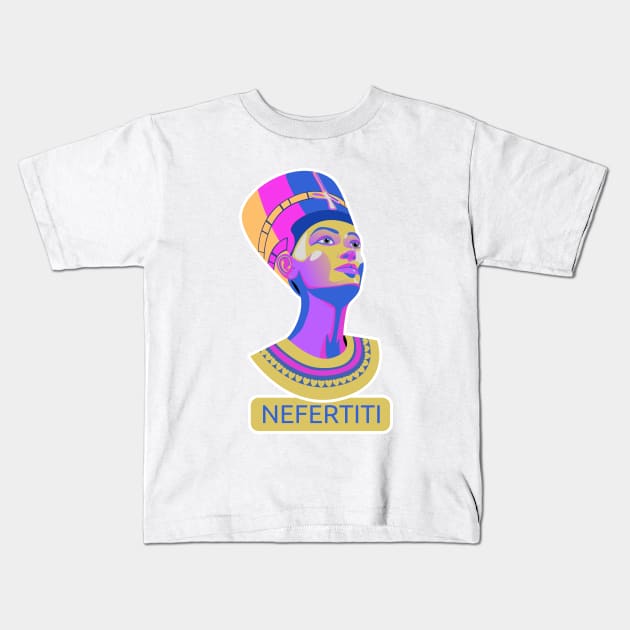 Nefertiti Queen Of Egypt Kids T-Shirt by Pretty dark prints